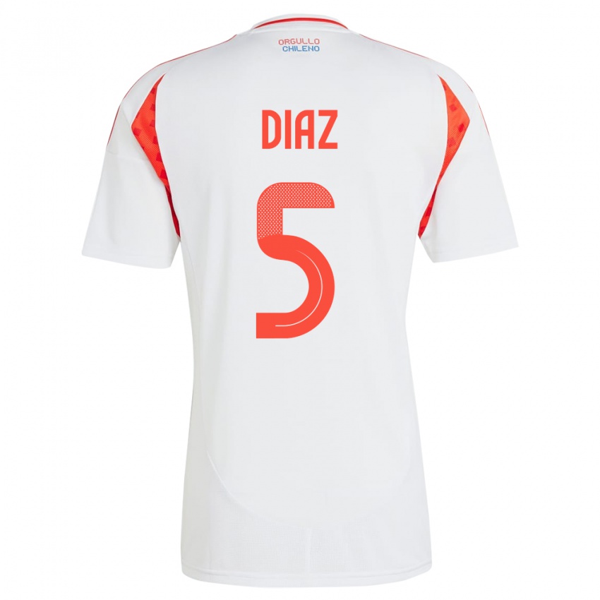 Niño Camiseta Chile Paulo Díaz #5 Blanco 2ª Equipación 24-26 La Camisa Argentina