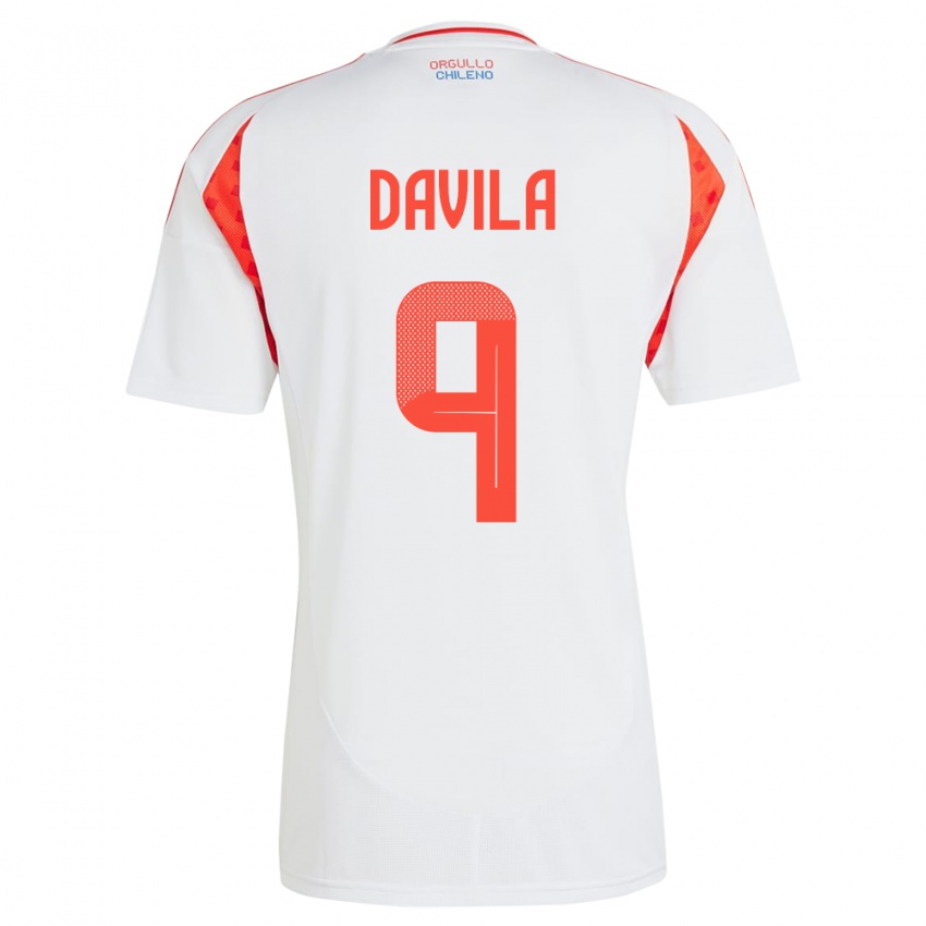 Niño Camiseta Chile Víctor Dávila #9 Blanco 2ª Equipación 24-26 La Camisa Argentina