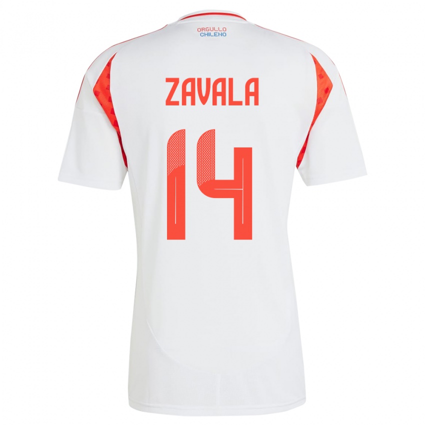 Niño Camiseta Chile Cristián Zavala #14 Blanco 2ª Equipación 24-26 La Camisa Argentina