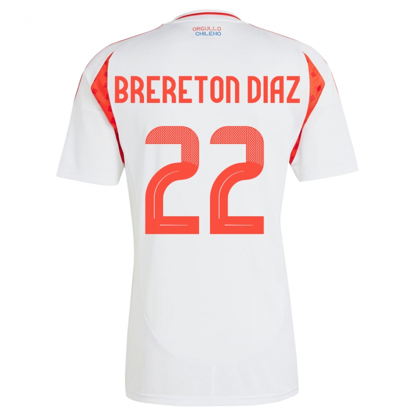 Niño Camiseta Chile Ben Brereton Díaz #22 Blanco 2ª Equipación 24-26 La Camisa Argentina