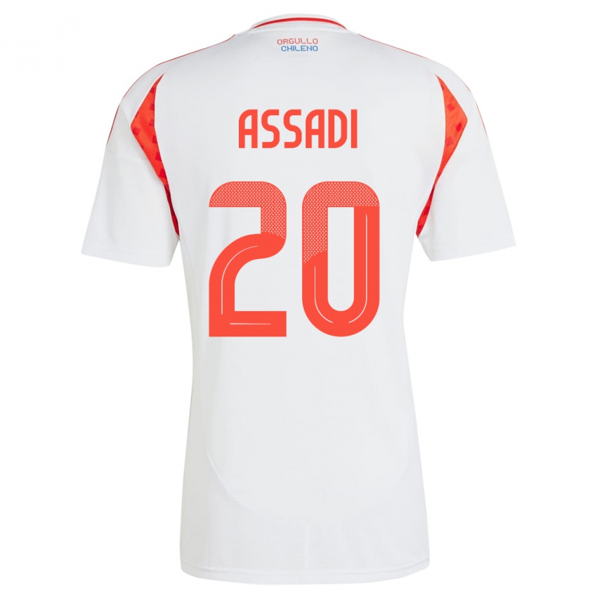 Niño Camiseta Chile Lucas Assadi #20 Blanco 2ª Equipación 24-26 La Camisa Argentina