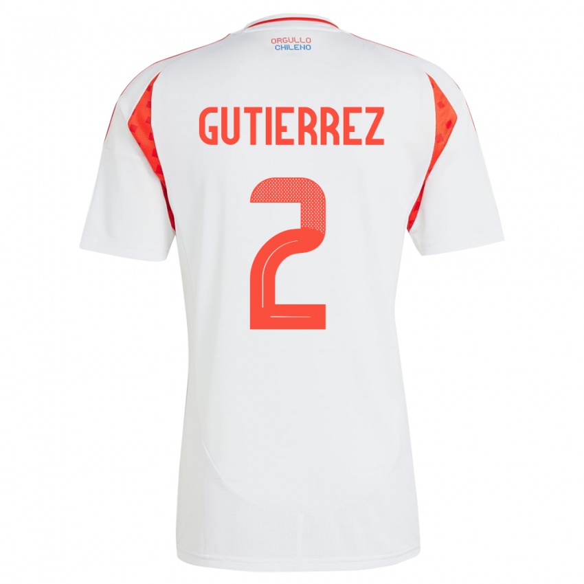 Niño Camiseta Chile Joaquín Gutiérrez #2 Blanco 2ª Equipación 24-26 La Camisa Argentina