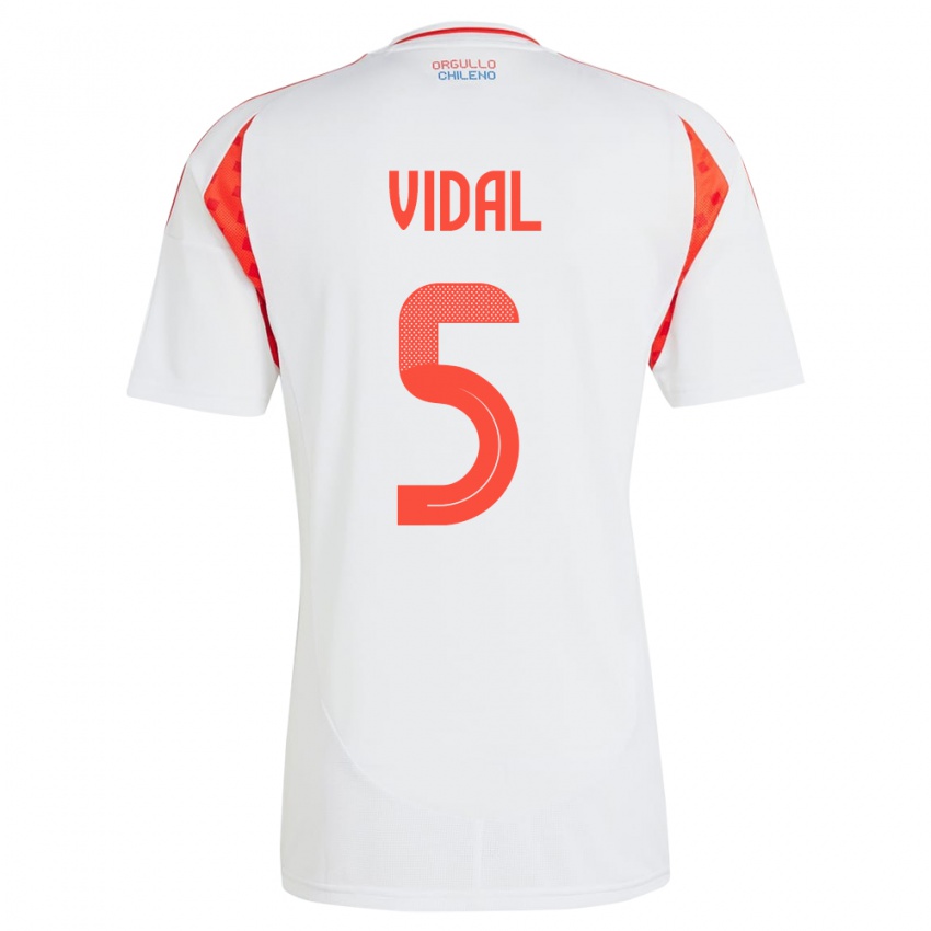 Niño Camiseta Chile Valentín Vidal #5 Blanco 2ª Equipación 24-26 La Camisa Argentina