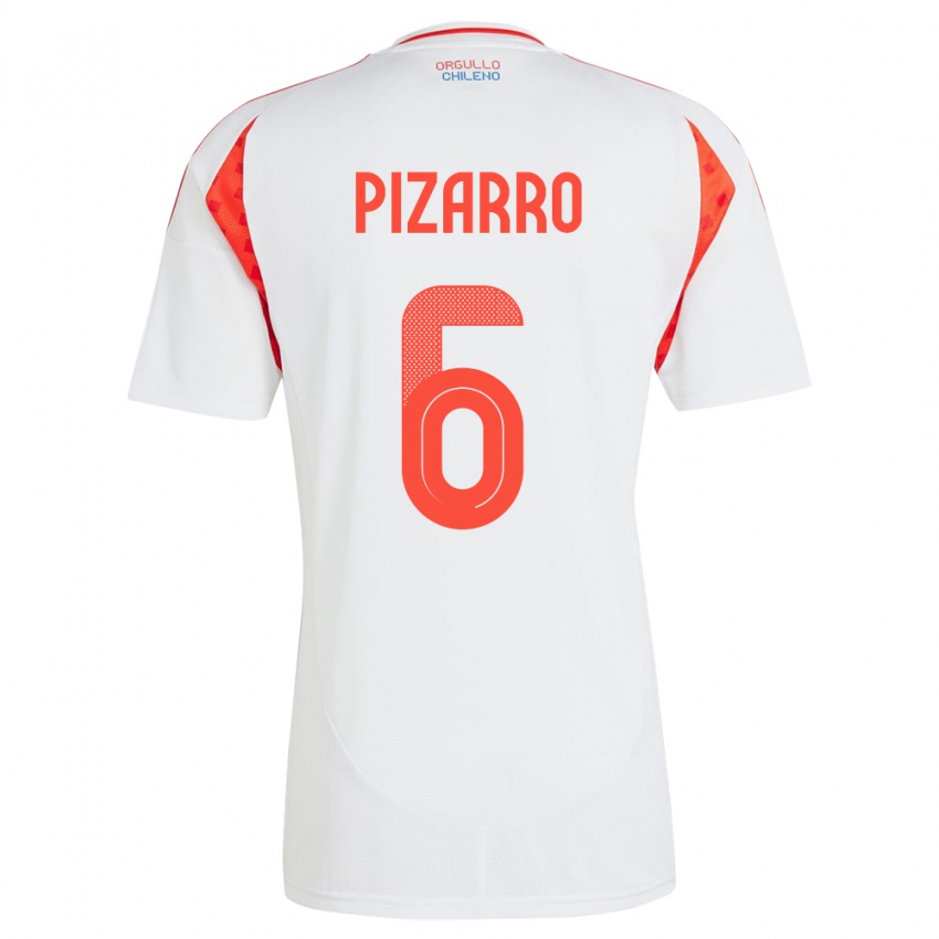 Niño Camiseta Chile Vicente Pizarro #6 Blanco 2ª Equipación 24-26 La Camisa Argentina