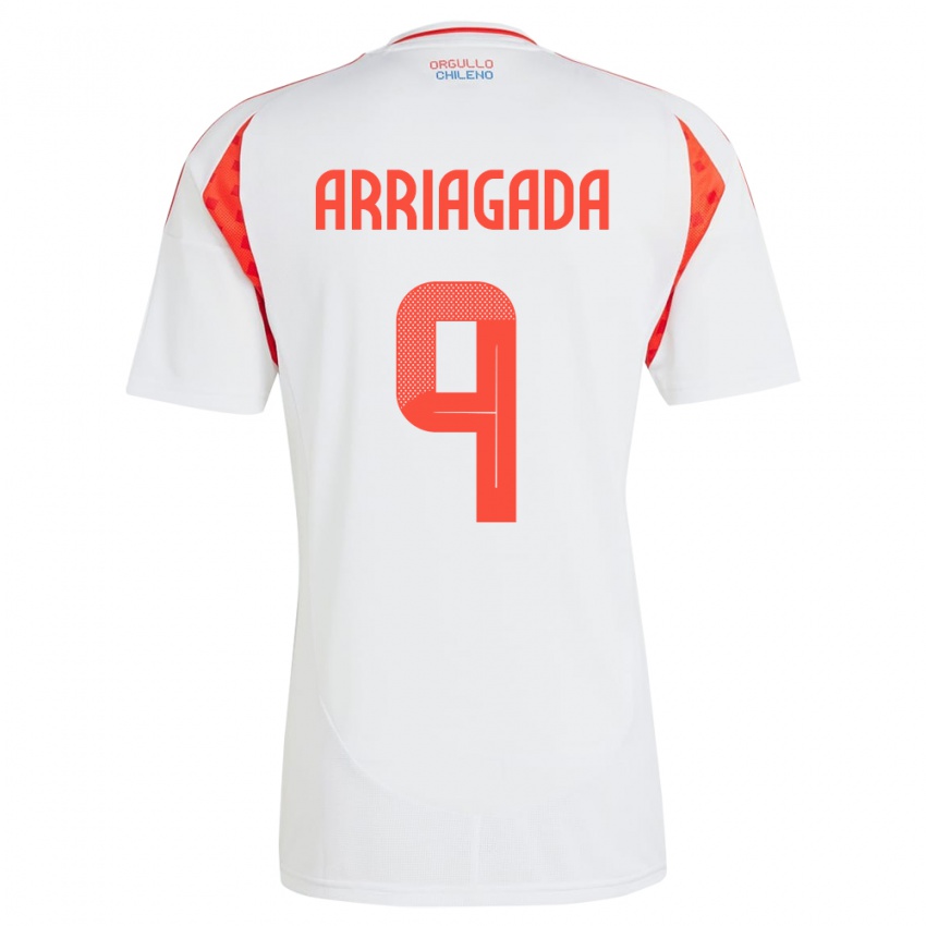 Niño Camiseta Chile Luciano Arriagada #9 Blanco 2ª Equipación 24-26 La Camisa Argentina