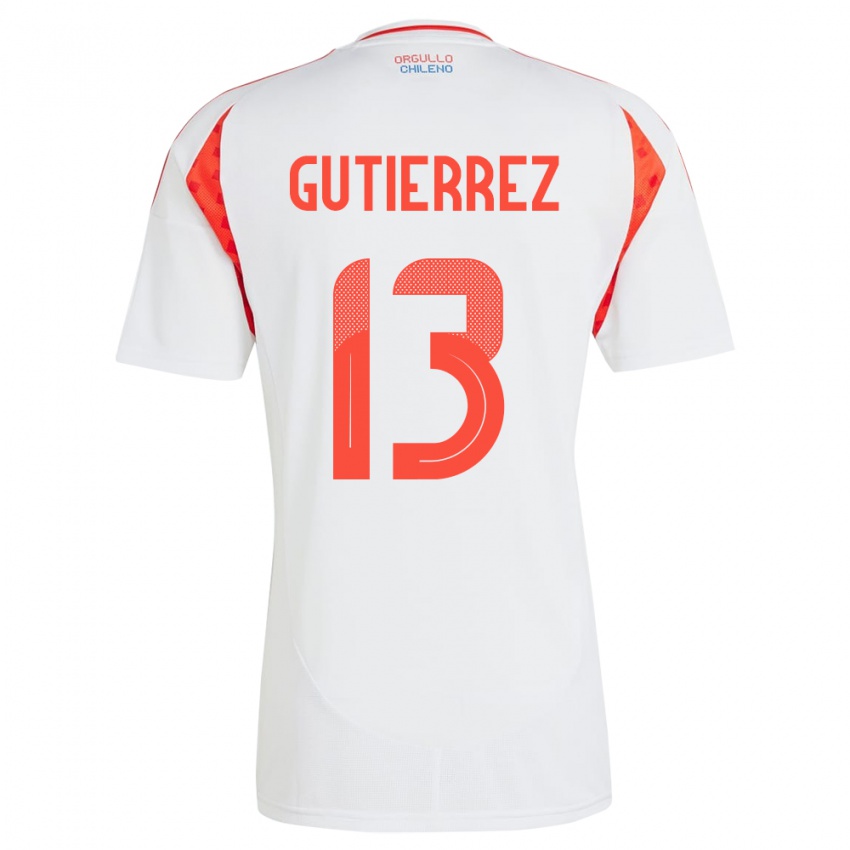 Niño Camiseta Chile Daniel Gutiérrez #13 Blanco 2ª Equipación 24-26 La Camisa Argentina