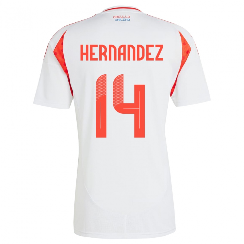 Niño Camiseta Chile Leandro Hernández #14 Blanco 2ª Equipación 24-26 La Camisa Argentina