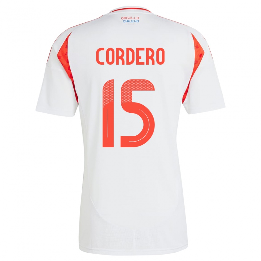 Niño Camiseta Chile Renato Cordero #15 Blanco 2ª Equipación 24-26 La Camisa Argentina