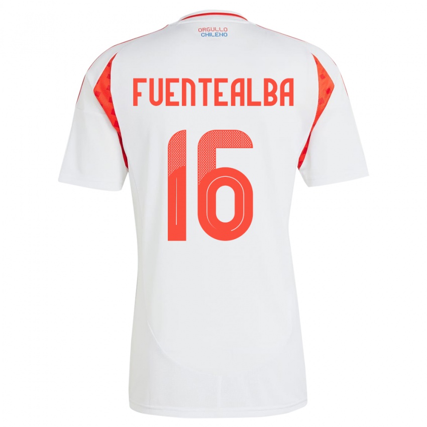 Niño Camiseta Chile Jeison Fuentealba #16 Blanco 2ª Equipación 24-26 La Camisa Argentina