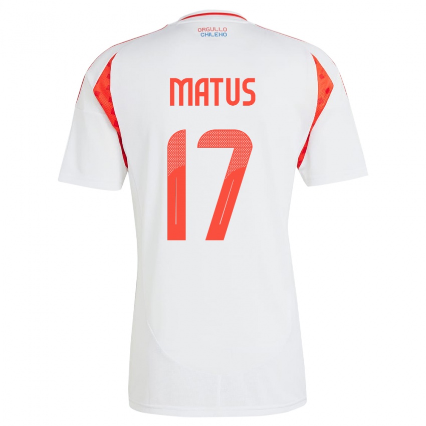 Niño Camiseta Chile Esteban Matus #17 Blanco 2ª Equipación 24-26 La Camisa Argentina