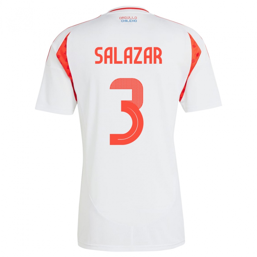 Niño Camiseta Chile Yahir Salazar #3 Blanco 2ª Equipación 24-26 La Camisa Argentina