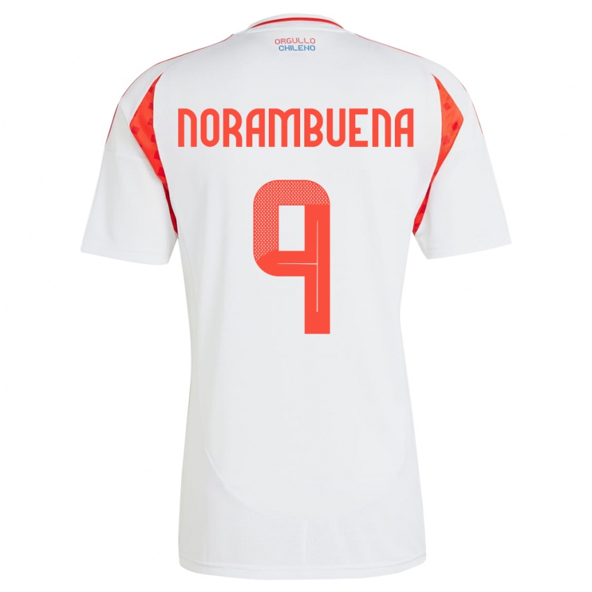 Niño Camiseta Chile Gabriel Norambuena #9 Blanco 2ª Equipación 24-26 La Camisa Argentina