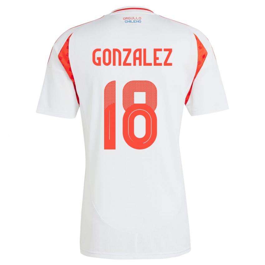 Niño Camiseta Chile Bryan González #18 Blanco 2ª Equipación 24-26 La Camisa Argentina