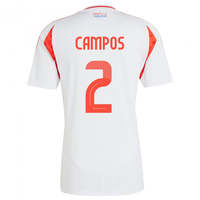 Niño Camiseta Chile Víctor Campos #2 Blanco 2ª Equipación 24-26 La Camisa Argentina