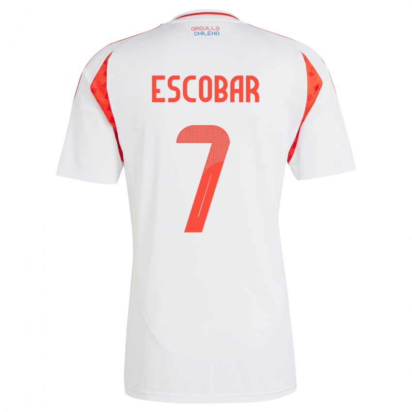 Niño Camiseta Chile Bastián Escobar #7 Blanco 2ª Equipación 24-26 La Camisa Argentina