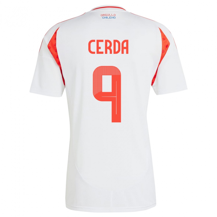 Niño Camiseta Chile Axel Cerda #9 Blanco 2ª Equipación 24-26 La Camisa Argentina