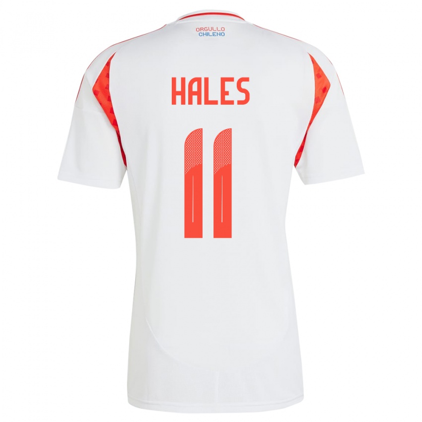 Niño Camiseta Chile Alejandro Hales #11 Blanco 2ª Equipación 24-26 La Camisa Argentina