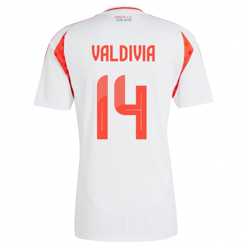 Niño Camiseta Chile Felipe Valdivia #14 Blanco 2ª Equipación 24-26 La Camisa Argentina