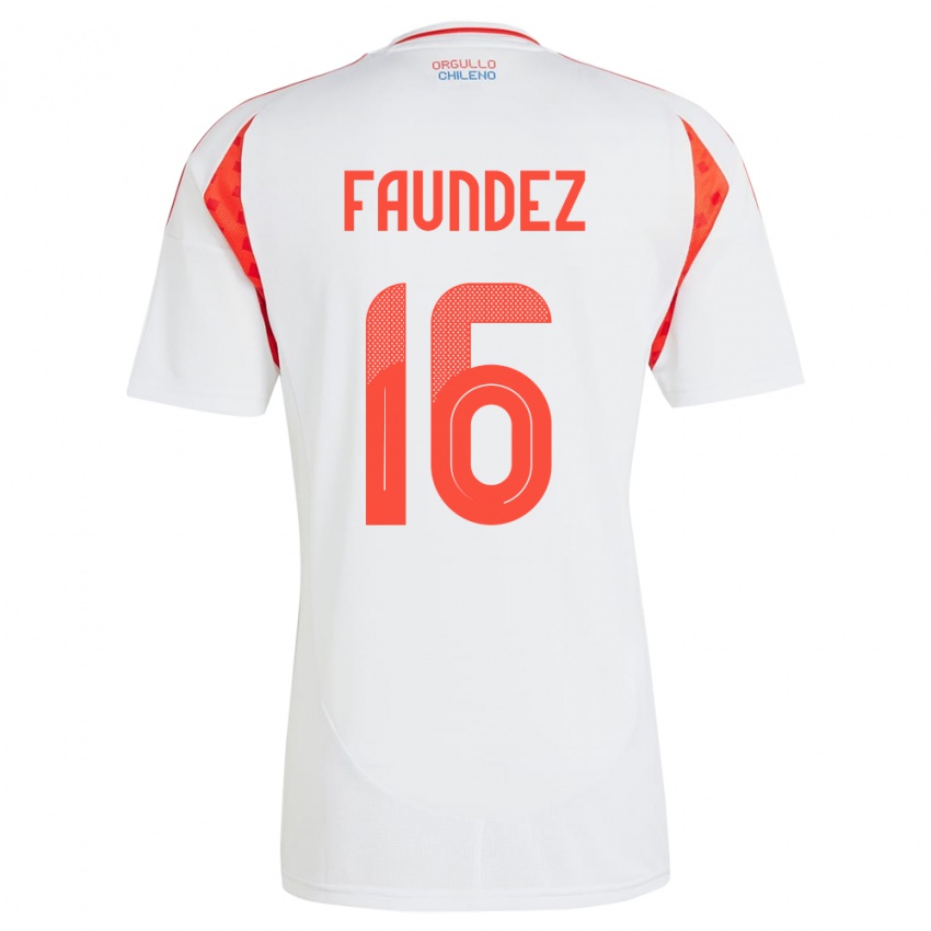 Niño Camiseta Chile Felipe Faúndez #16 Blanco 2ª Equipación 24-26 La Camisa Argentina