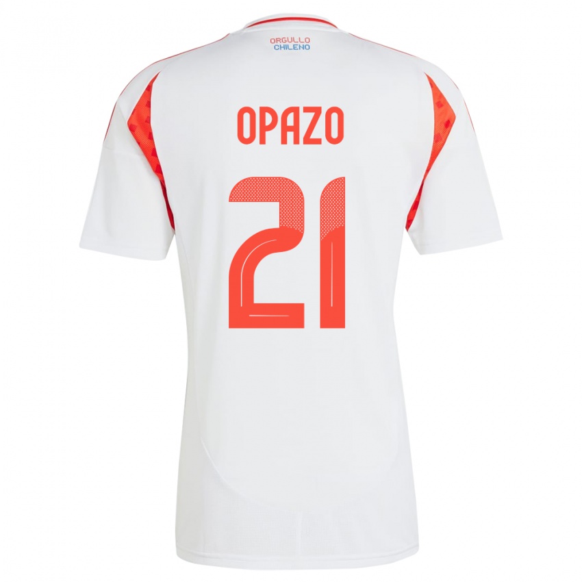 Niño Camiseta Chile Diego Opazo #21 Blanco 2ª Equipación 24-26 La Camisa Argentina