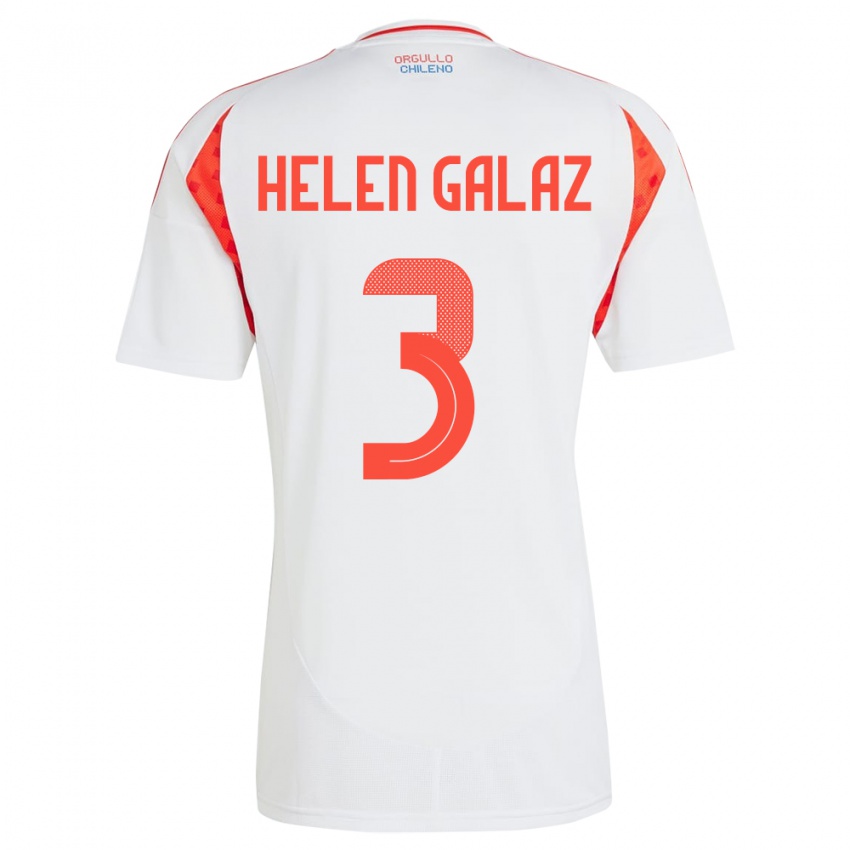 Niño Camiseta Chile Su Helen Galaz #3 Blanco 2ª Equipación 24-26 La Camisa Argentina