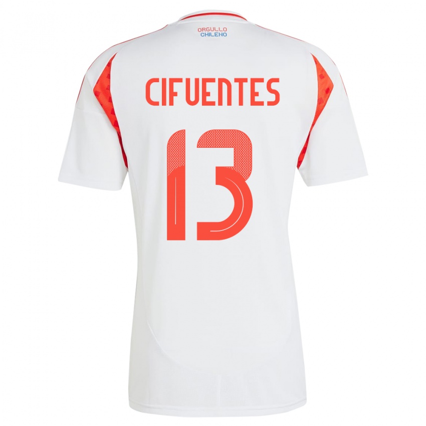 Niño Camiseta Chile Anaís Cifuentes #13 Blanco 2ª Equipación 24-26 La Camisa Argentina