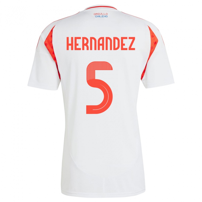 Niño Camiseta Chile Monserrat Hernández #5 Blanco 2ª Equipación 24-26 La Camisa Argentina