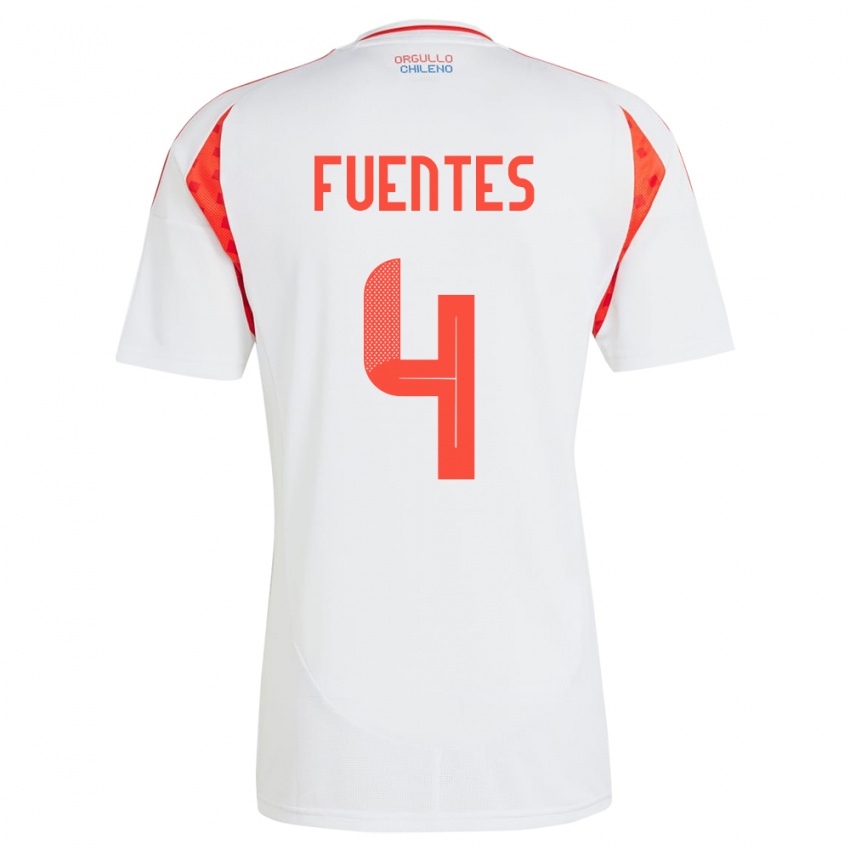 Niño Camiseta Chile Karen Fuentes #4 Blanco 2ª Equipación 24-26 La Camisa Argentina