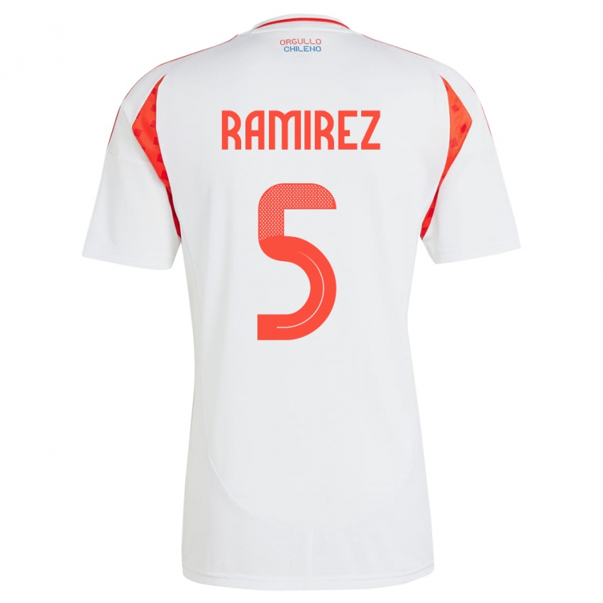 Niño Camiseta Chile Fernanda Ramírez #5 Blanco 2ª Equipación 24-26 La Camisa Argentina