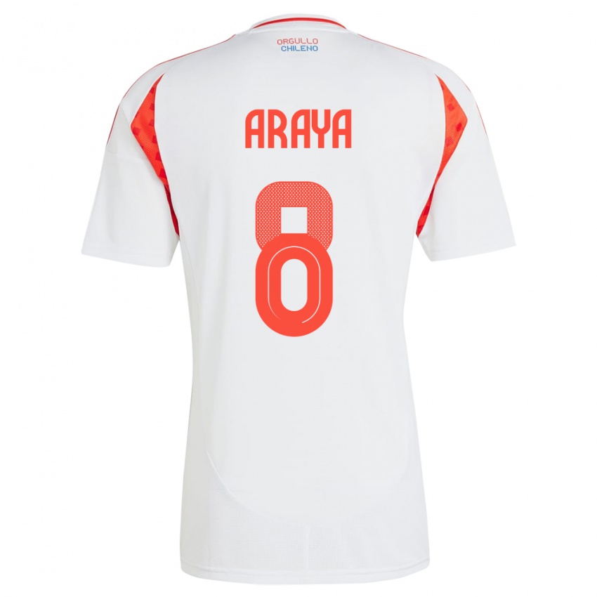 Niño Camiseta Chile Karen Araya #8 Blanco 2ª Equipación 24-26 La Camisa Argentina