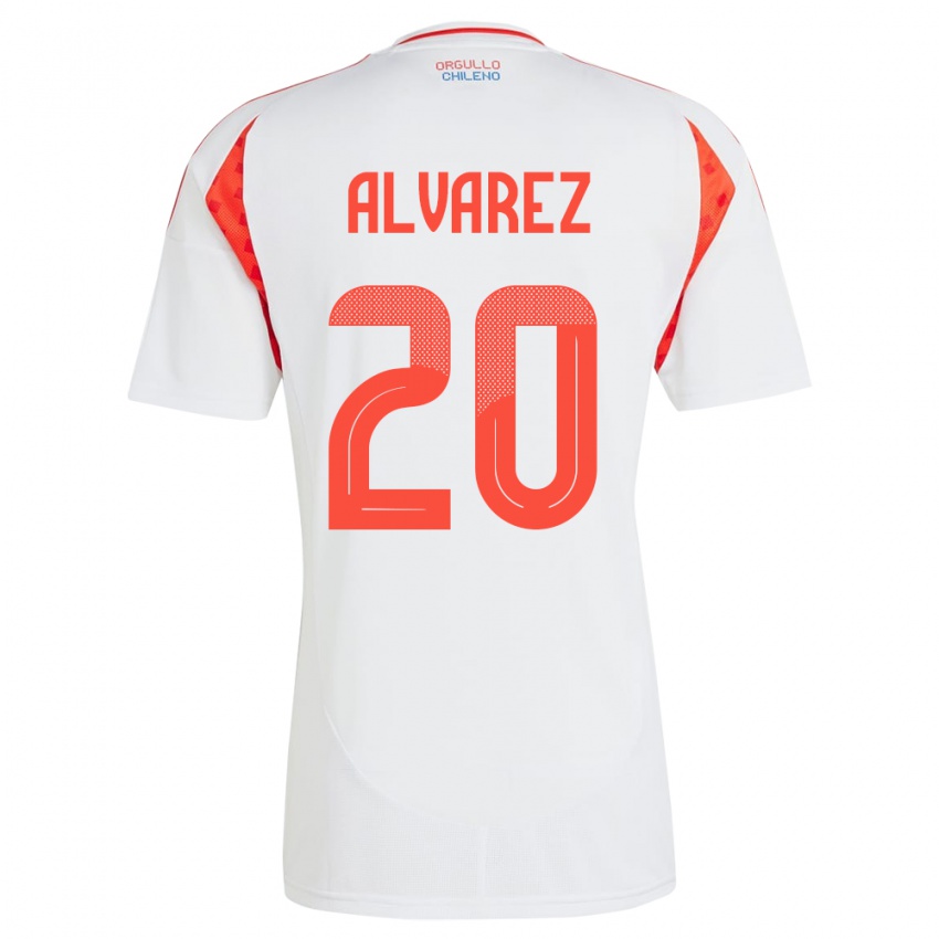 Niño Camiseta Chile Anaís Álvarez #20 Blanco 2ª Equipación 24-26 La Camisa Argentina