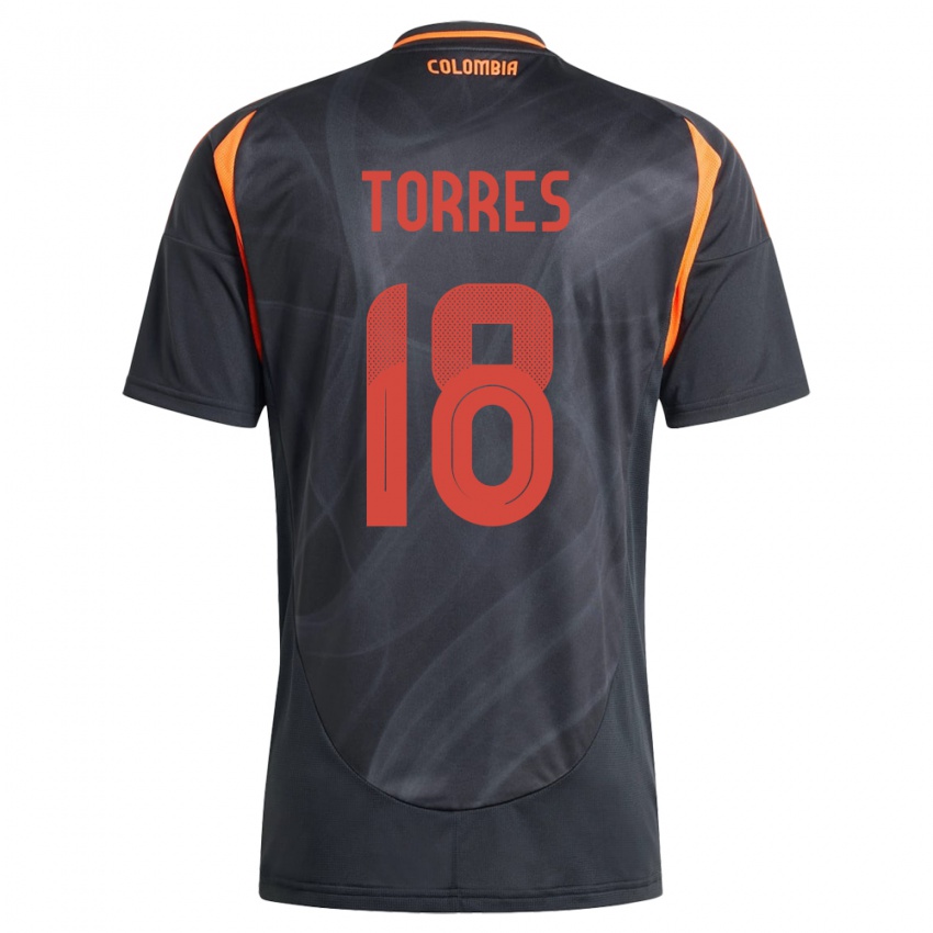 Niño Camiseta Colombia Jhojan Torres #18 Negro 2ª Equipación 24-26 La Camisa Argentina