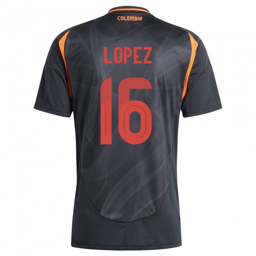 Niño Camiseta Colombia William López #16 Negro 2ª Equipación 24-26 La Camisa Argentina