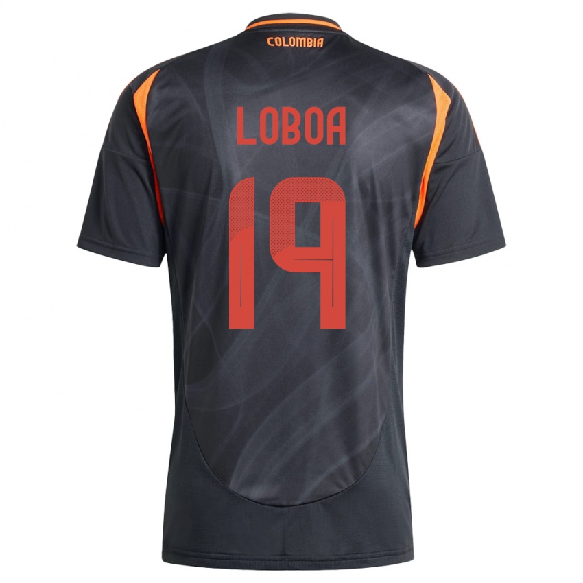 Niño Camiseta Colombia Valerin Loboa #19 Negro 2ª Equipación 24-26 La Camisa Argentina