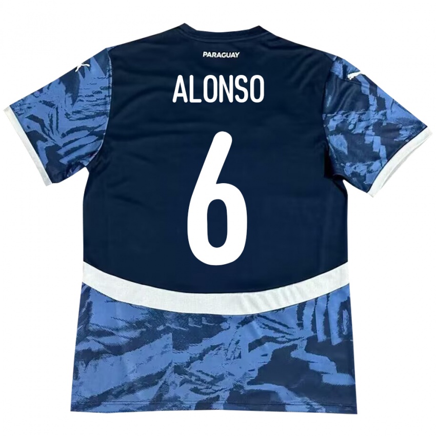 Niño Camiseta Paraguay Júnior Alonso #6 Azul 2ª Equipación 24-26 La Camisa Argentina