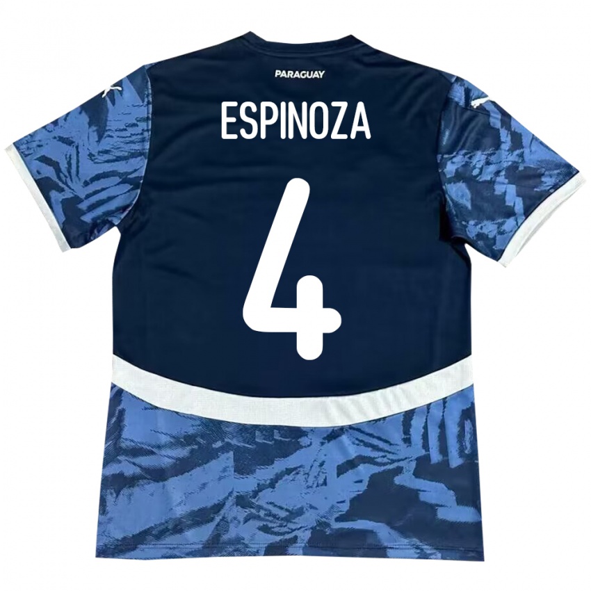 Niño Camiseta Paraguay Matías Espinoza #4 Azul 2ª Equipación 24-26 La Camisa Argentina