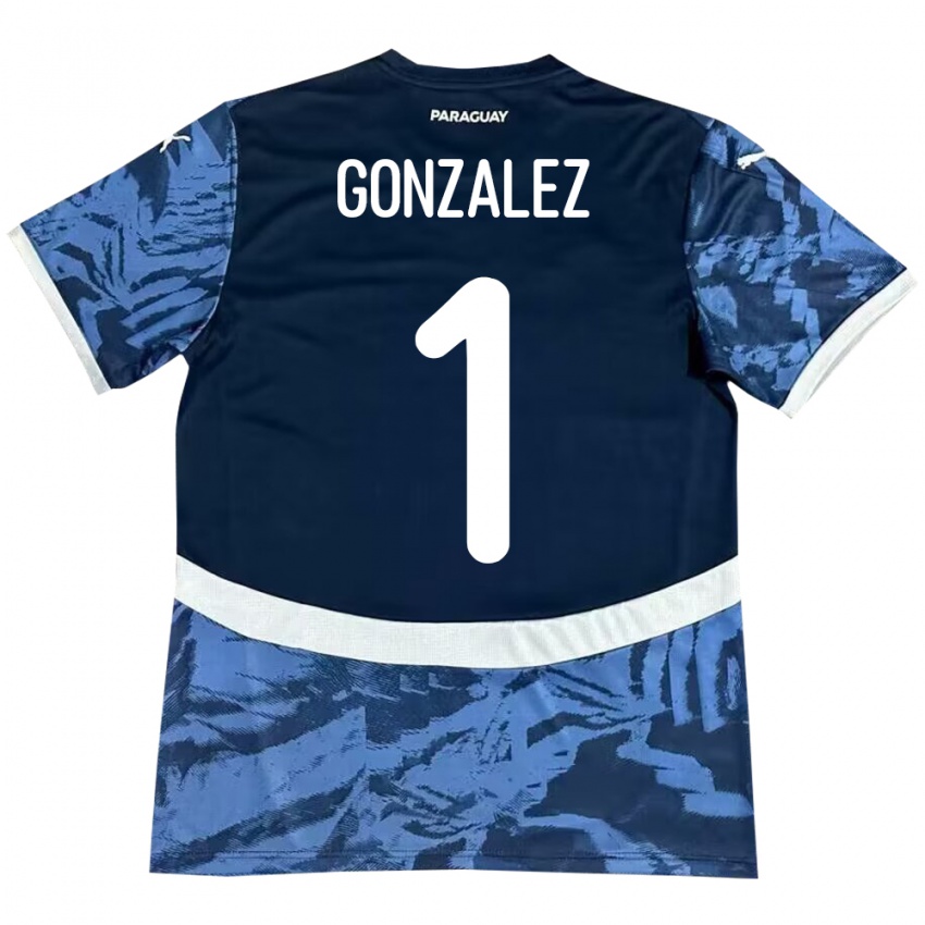 Niño Camiseta Paraguay Ángel González #1 Azul 2ª Equipación 24-26 La Camisa Argentina