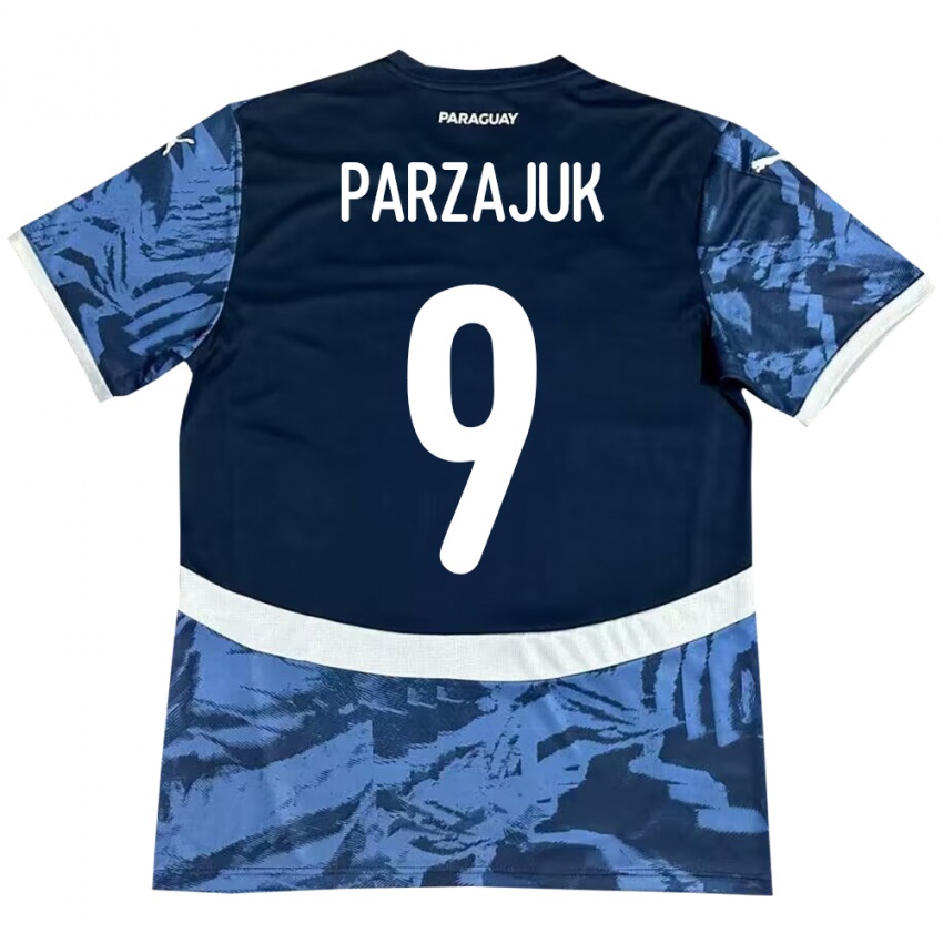 Niño Camiseta Paraguay Kevin Parzajuk #9 Azul 2ª Equipación 24-26 La Camisa Argentina