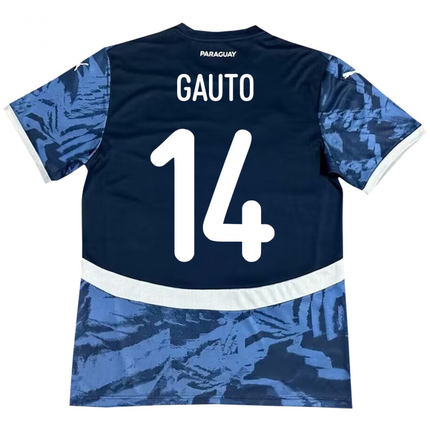 Niño Camiseta Paraguay Ariel Gauto #14 Azul 2ª Equipación 24-26 La Camisa Argentina