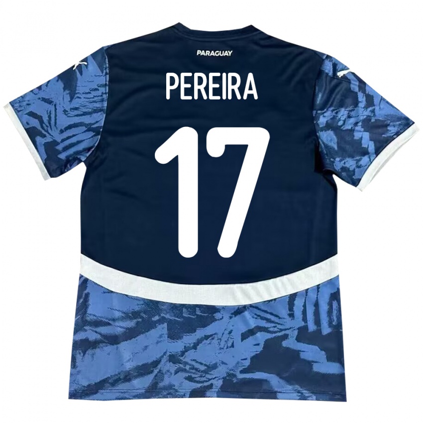 Niño Camiseta Paraguay Kevin Pereira #17 Azul 2ª Equipación 24-26 La Camisa Argentina