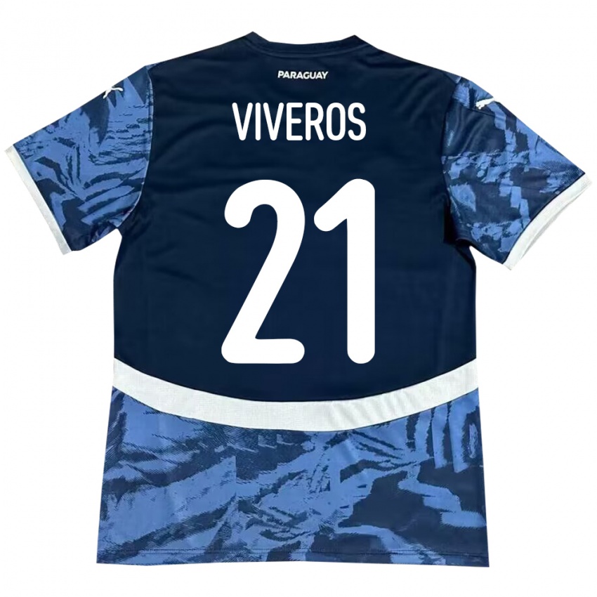 Niño Camiseta Paraguay Fernando Viveros #21 Azul 2ª Equipación 24-26 La Camisa Argentina