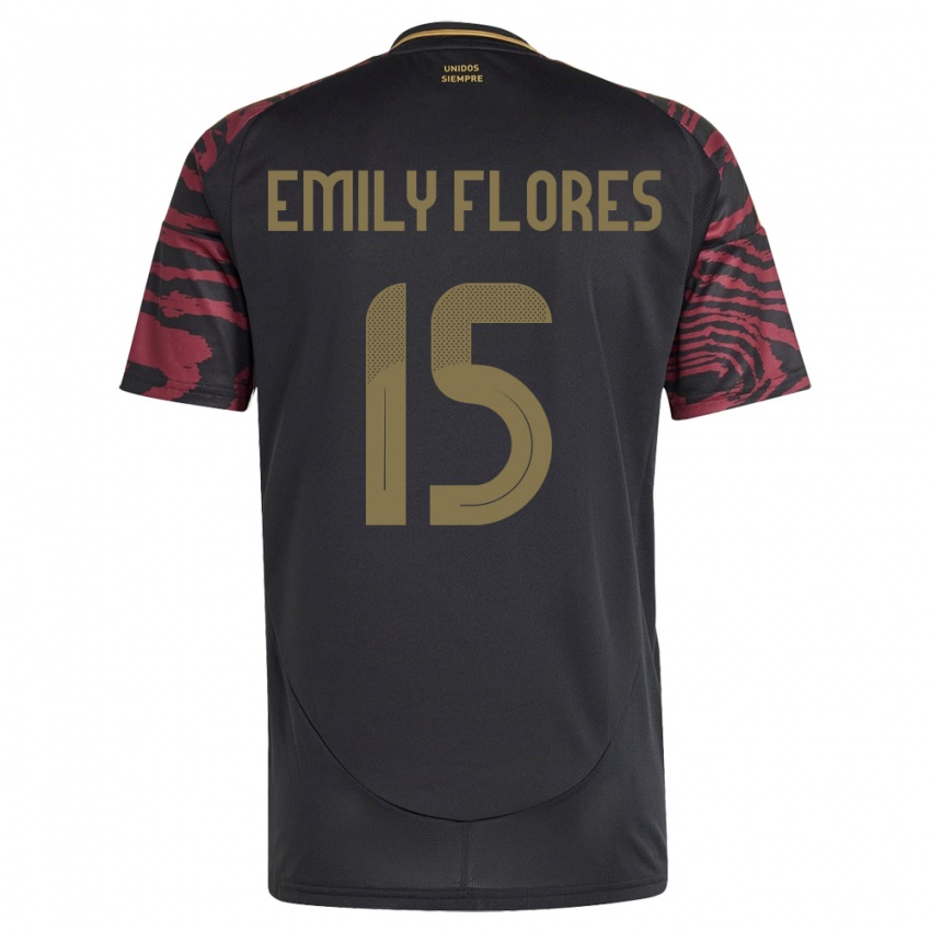 Niño Camiseta Perú Emily Flores #15 Negro 2ª Equipación 24-26 La Camisa Argentina
