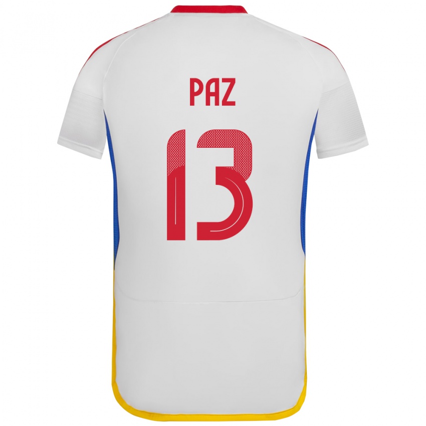 Niño Camiseta Venezuela Jesús Paz #13 Blanco 2ª Equipación 24-26 La Camisa Argentina