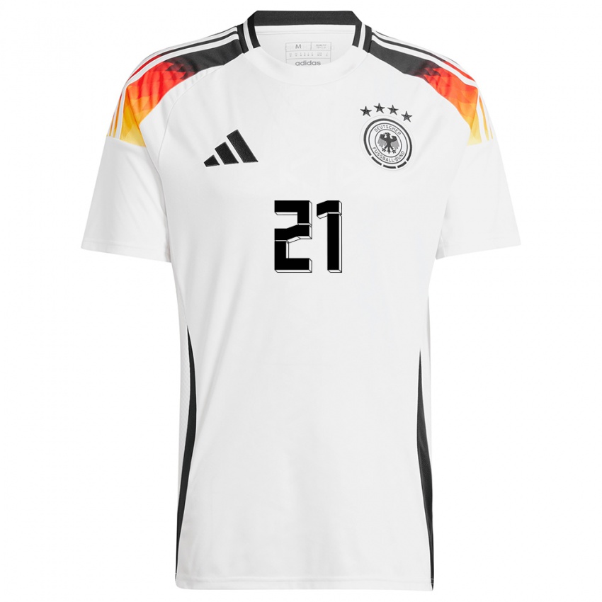 Hombre Camiseta Alemania Ilkay Gundogan #21 Blanco 1ª Equipación 24-26 La Camisa Argentina