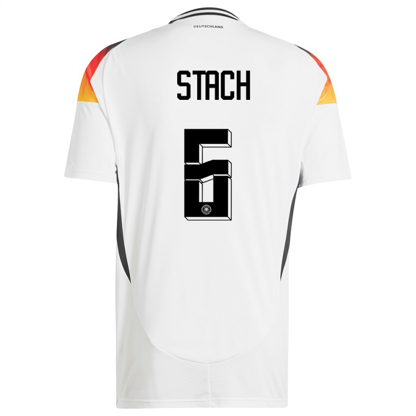 Hombre Camiseta Alemania Anton Stach #6 Blanco 1ª Equipación 24-26 La Camisa Argentina