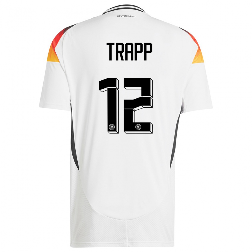 Hombre Camiseta Alemania Kevin Trapp #12 Blanco 1ª Equipación 24-26 La Camisa Argentina