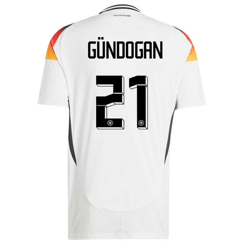 Hombre Camiseta Alemania Ilkay Gundogan #21 Blanco 1ª Equipación 24-26 La Camisa Argentina