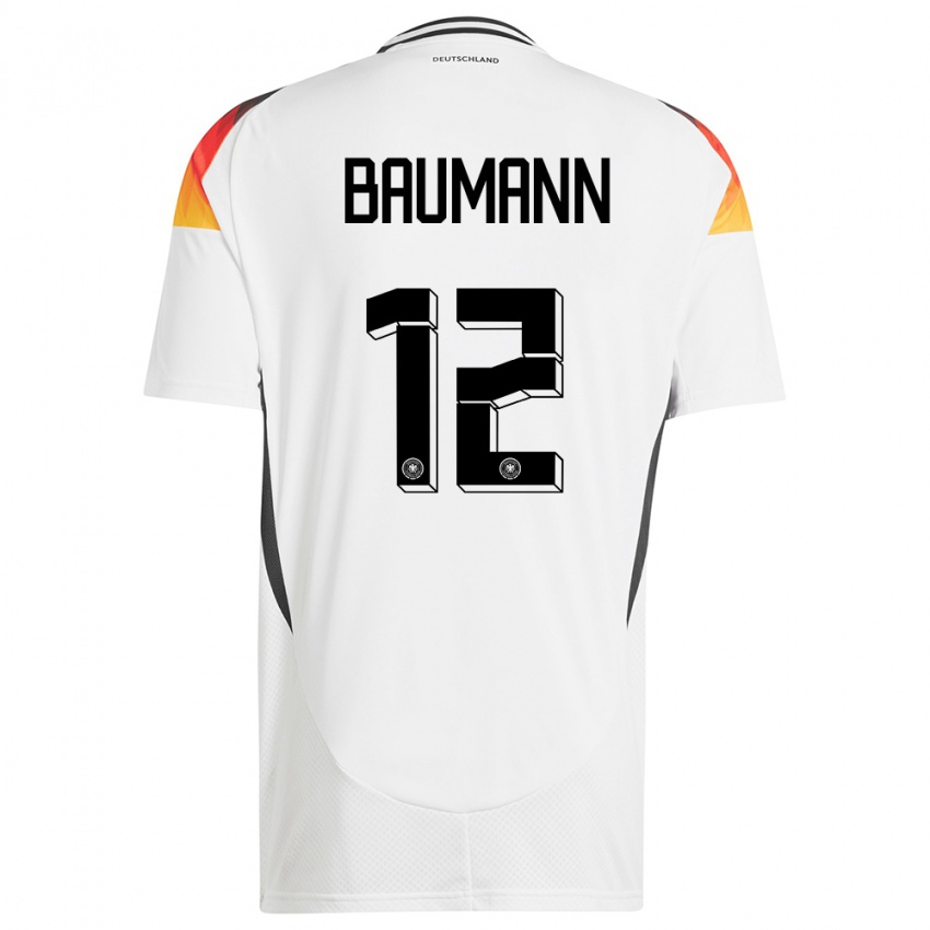 Hombre Camiseta Alemania Oliver Baumann #12 Blanco 1ª Equipación 24-26 La Camisa Argentina