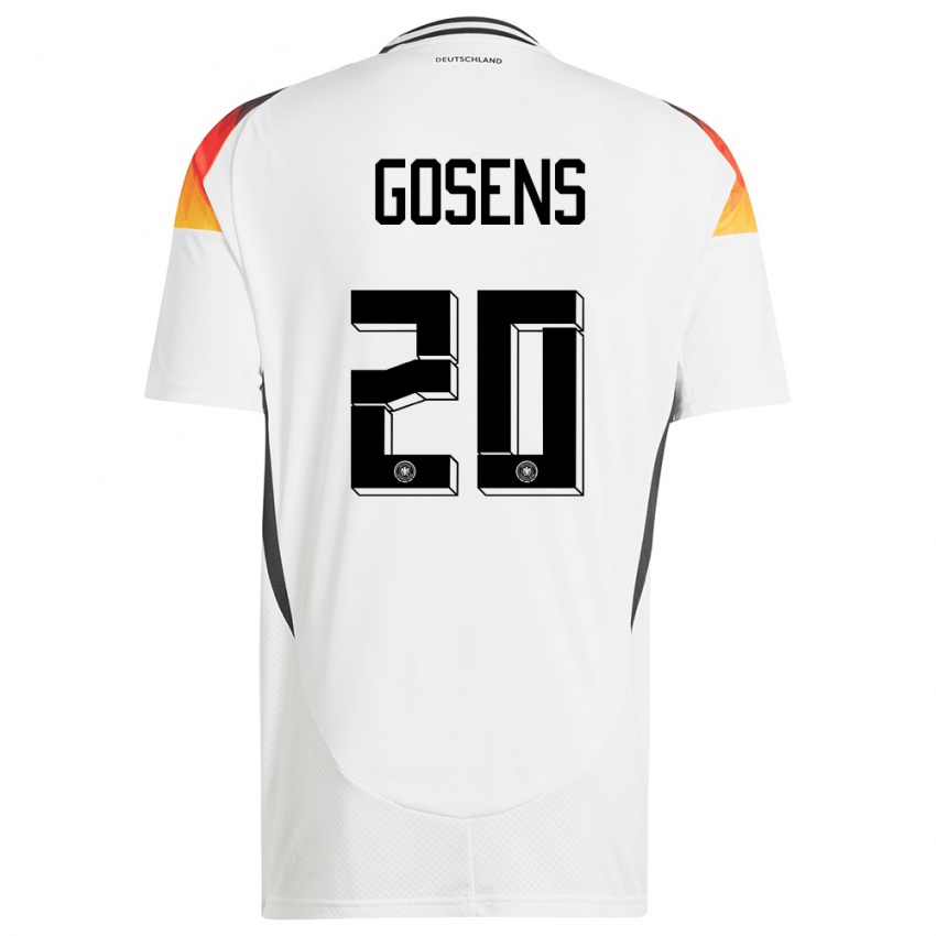 Hombre Camiseta Alemania Robin Gosens #20 Blanco 1ª Equipación 24-26 La Camisa Argentina