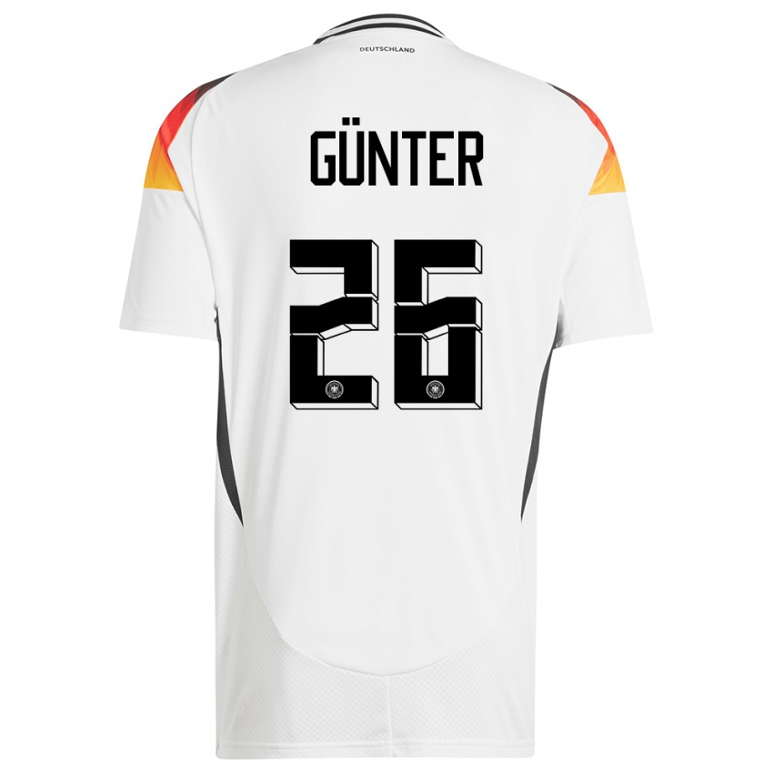 Hombre Camiseta Alemania Christian Günter #26 Blanco 1ª Equipación 24-26 La Camisa Argentina